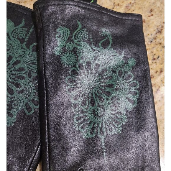 New! Women Size XL Black Leather Lined 10" Gloves Henna Tattoo Fairy Whimsigoth - Picture 4 of 16